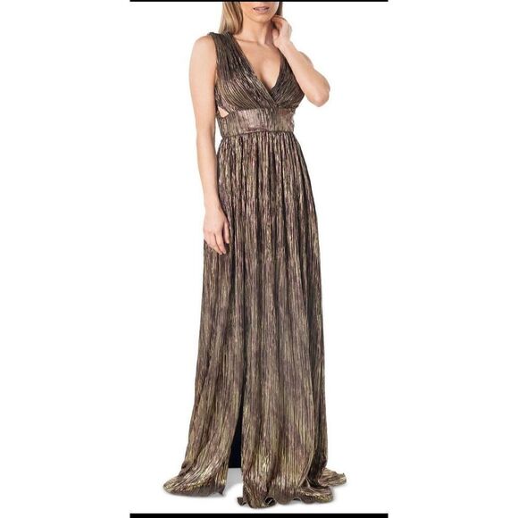 Dress the Population Auli Sleeveless V-Neck Metallic Gown NWT Size Medium - Picture 1 of 11